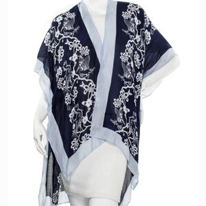 Florence Broadhurst Blue Egrets High Low Kimono OS